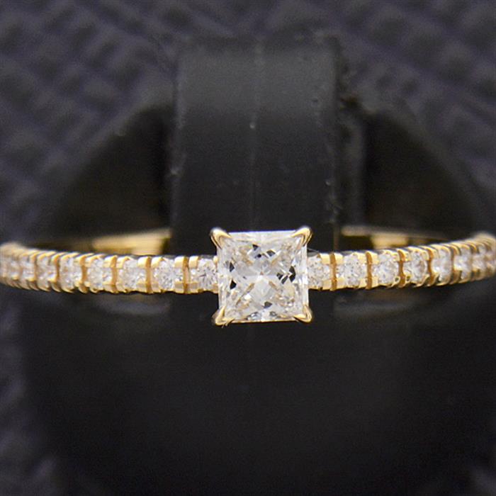 カルティエ 指輪 レディース エタンセル ドゥ カルティエ ダイヤ リング プリンセスカット 51号 実寸11号 イエローゴールド Cartier 750YG 中古