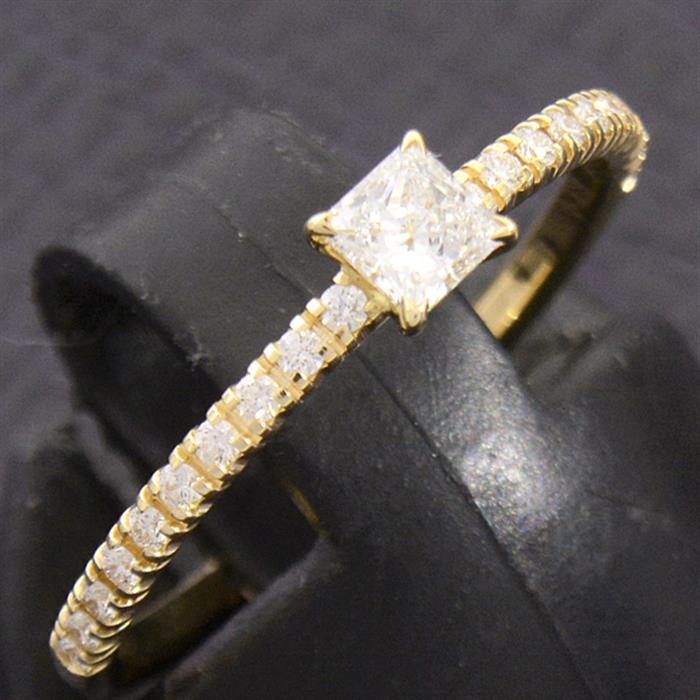 カルティエ 指輪 レディース エタンセル ドゥ カルティエ ダイヤ リング プリンセスカット 51号 実寸11号 イエローゴールド Cartier 750YG 中古