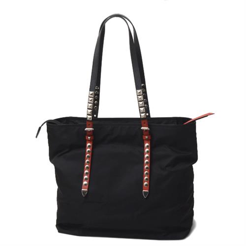 プラダ バッグ レディース トートバッグ ショルダーバッグ 2WAY スタッズ ナイロン ブラック PRADA 1BG212 中古
