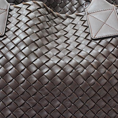 ボッテガヴェネタ バッグ レディース メンズ イントレチャート カバPM トートバッグ ポーチ付 レザー ブラウン BOTTEGA VENETA 141498 中古