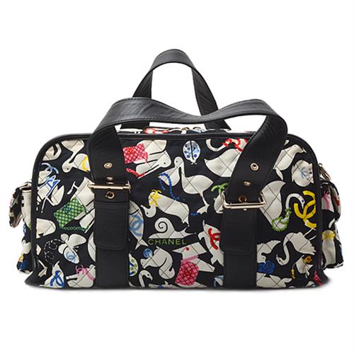 シャネル バッグ レディース ハンドバッグ ショルダーバッグ 2WAY キャンバス マトラッセ アニマル柄 マルチカラー CHANEL 中古