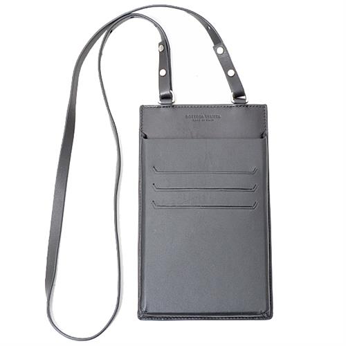 ボッテガヴェネタ 小物 メンズ イントレチャート フォンポーチ ネックストラップ レザー ブラック BOTTEGA VENETA 578205 中古