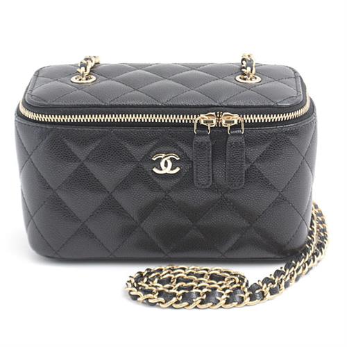 シャネル バッグ レディース マトラッセ スモールバニティ チェーンショルダーバッグ ミラー付き キャビアスキン ブラック CHANEL AP1341 未使用展示品