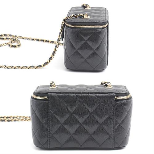 シャネル バッグ レディース マトラッセ スモールバニティ チェーンショルダーバッグ ミラー付き キャビアスキン ブラック CHANEL AP1341 未使用展示品