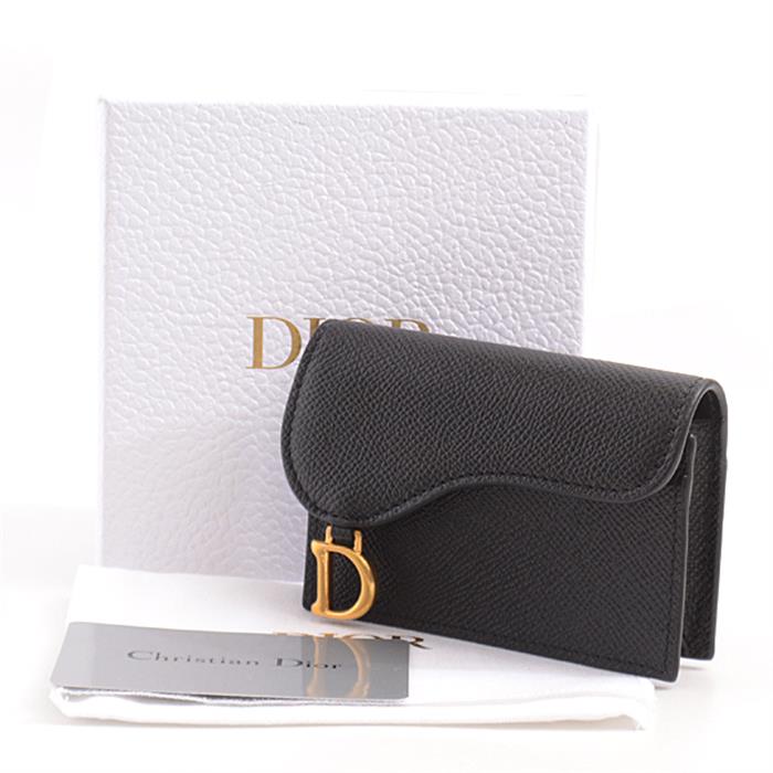 クリスチャンディオール カードケース レディース サドル カードホルダー 名刺入れ ブラック Christian Dior S5611CBAA 中古