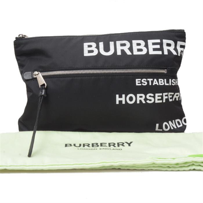バーバリー バッグ メンズ レディース クラッチバッグ ポーチ ブラック ナイロン BURBERRY 8014756 中古