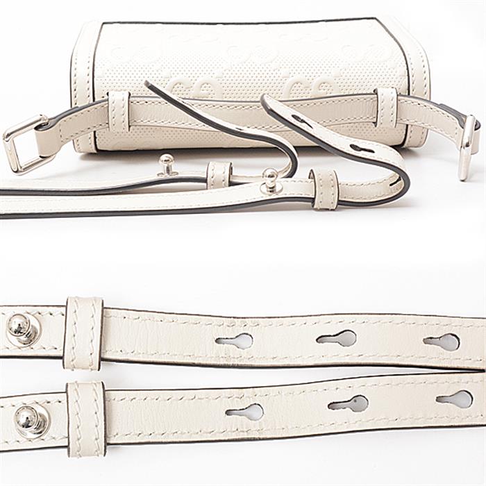 グッチ バッグ レディース メンズ GGエンボス メッセンジャーバッグ 2WAY ハンドバッグ ショルダー アイボリー GUCCI 625782 レザー 中古