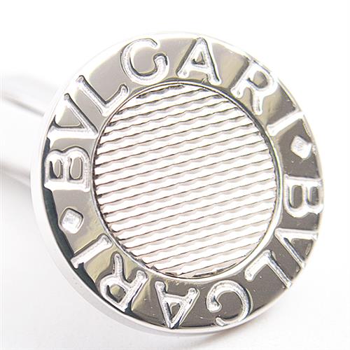 ブルガリ カフス メンズ ブルガリブルガリ カフリンクス サークル スウィブル式 ケース付 ホワイトゴールド BVLGARI 750WG 中古