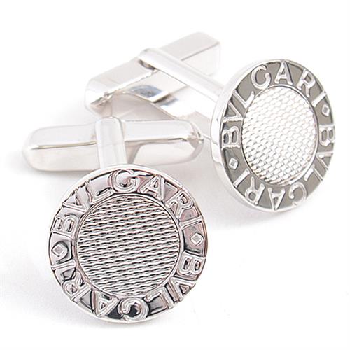 ブルガリ カフス メンズ ブルガリブルガリ カフリンクス サークル スウィブル式 ケース付 ホワイトゴールド BVLGARI 750WG 中古