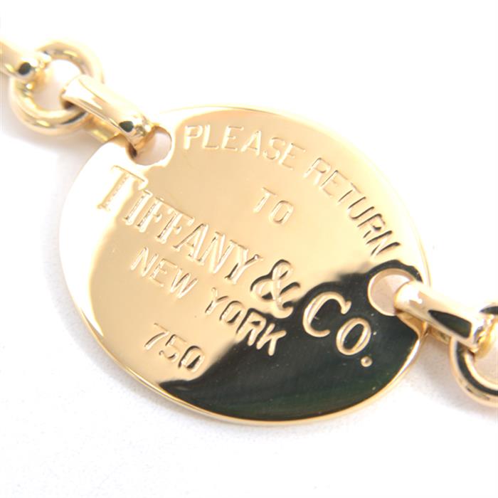 ティファニー ブレスレット レディース リターントゥティファニー オーバルプレート ブレス イエローゴールド TIFFANY 750YG 中古