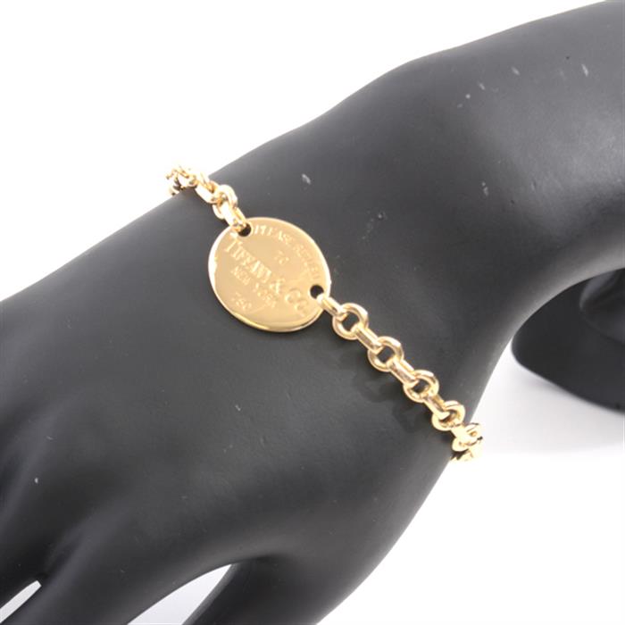 ティファニー ブレスレット レディース リターントゥティファニー オーバルプレート ブレス イエローゴールド TIFFANY 750YG 中古