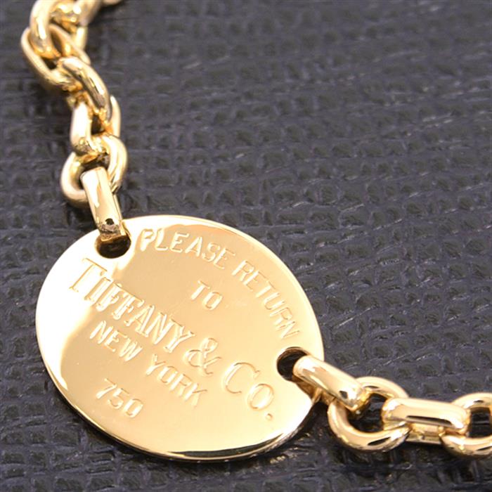 ティファニー ブレスレット レディース リターントゥティファニー オーバルプレート ブレス イエローゴールド TIFFANY 750YG 中古