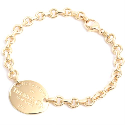 ティファニー ブレスレット レディース リターントゥティファニー オーバルプレート ブレス イエローゴールド TIFFANY 750YG 中古