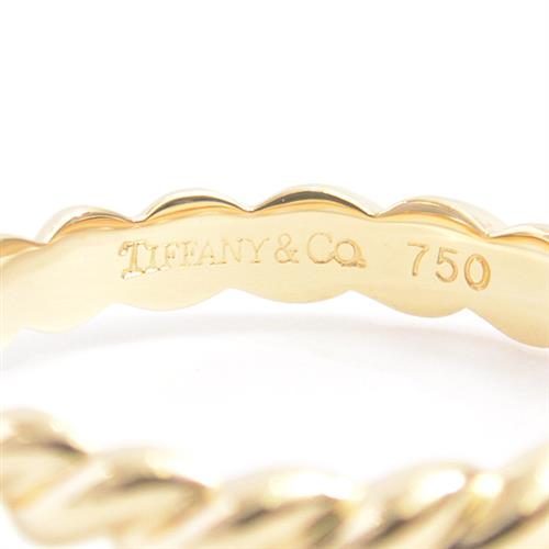ティファニー 指輪 レディース 1P ダイヤモンド ツイスト リング 11号 イエローゴールド TIFFANY 750YG 中古