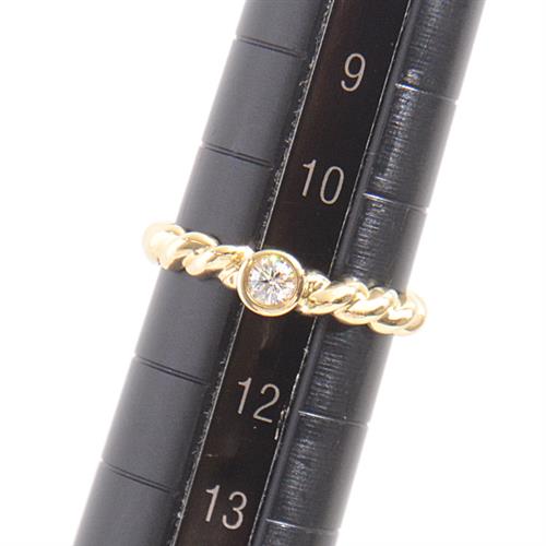 ティファニー 指輪 レディース 1P ダイヤモンド ツイスト リング 11号 イエローゴールド TIFFANY 750YG 中古