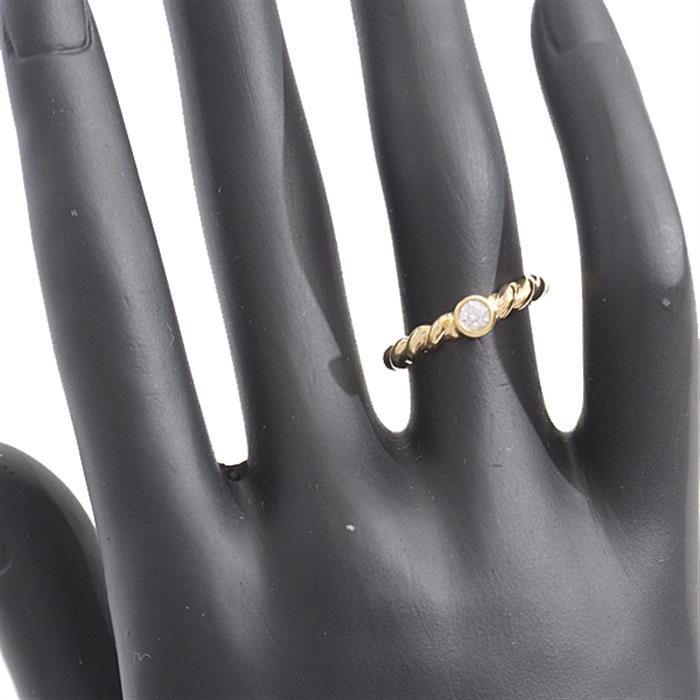 ティファニー 指輪 レディース 1P ダイヤモンド ツイスト リング 11号 イエローゴールド TIFFANY 750YG 中古