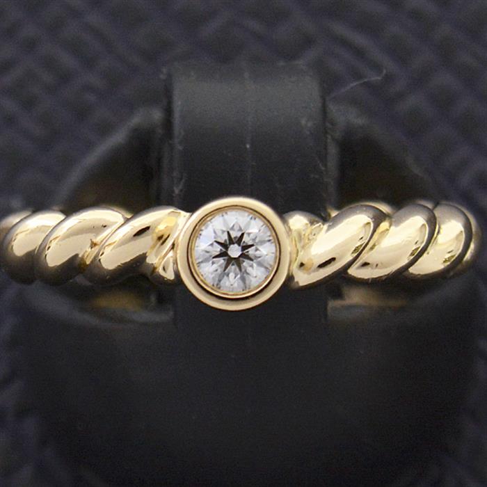 ティファニー 指輪 レディース 1P ダイヤモンド ツイスト リング 11号 イエローゴールド TIFFANY 750YG 中古