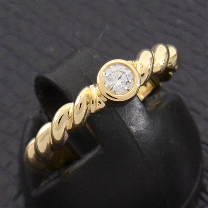 ティファニー 指輪 レディース 1P ダイヤモンド ツイスト リング 11号 イエローゴールド TIFFANY 750YG 中古