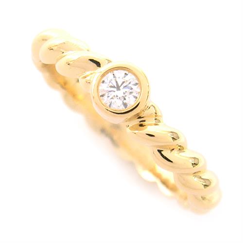 ティファニー 指輪 レディース 1P ダイヤモンド ツイスト リング 11号 イエローゴールド TIFFANY 750YG 中古