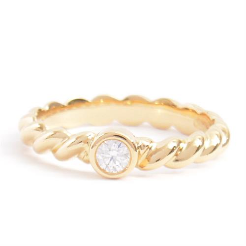 ティファニー 指輪 レディース 1P ダイヤモンド ツイスト リング 11号 イエローゴールド TIFFANY 750YG 中古