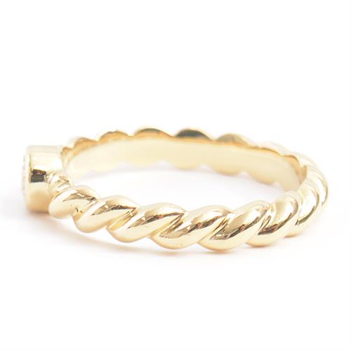 ティファニー 指輪 レディース 1P ダイヤモンド ツイスト リング 11号 イエローゴールド TIFFANY 750YG 中古