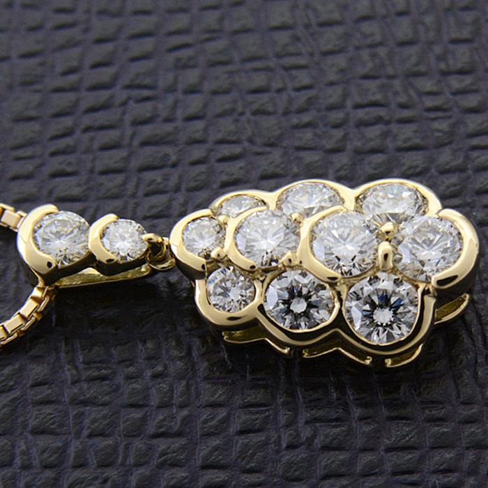 モニッケンダム ネックレス レディース 12Pダイヤモンド ペンダント D1.74ct イエローゴールド MONNICKENDAM K18 中古