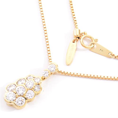 モニッケンダム ネックレス レディース 12Pダイヤモンド ペンダント D1.74ct イエローゴールド MONNICKENDAM K18 中古