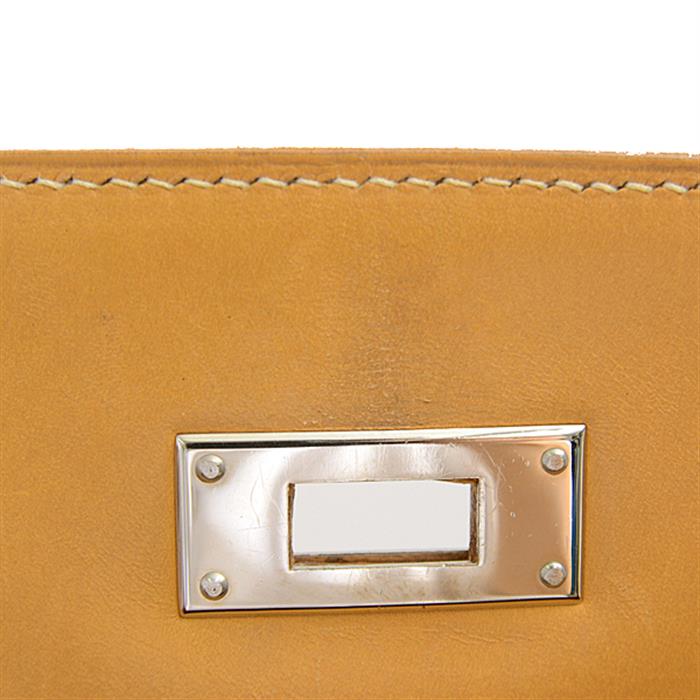 エルメス バッグ レディース ケリー35 外縫い □A刻 シルバー金具 ナチュラル ライトブラウン ボックスカーフ HERMES 中古