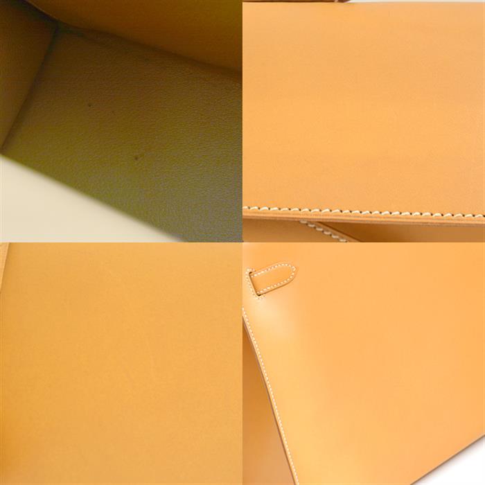 エルメス バッグ レディース ケリー35 外縫い □A刻 シルバー金具 ナチュラル ライトブラウン ボックスカーフ HERMES 中古