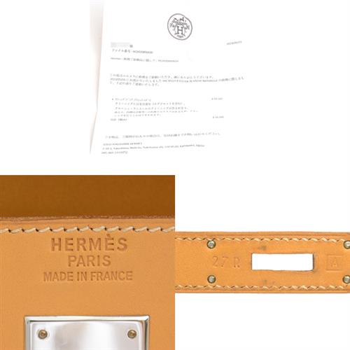 エルメス バッグ レディース ケリー35 外縫い □A刻 シルバー金具 ナチュラル ライトブラウン ボックスカーフ HERMES 中古