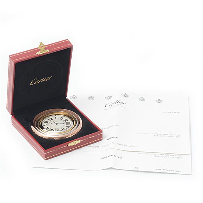 カルティエ 時計 メンズ レディース メーカーメンテ済 トリニティ 置き時計 トラベルクロック ステンレス Cartier SS×GP W0100057 中古