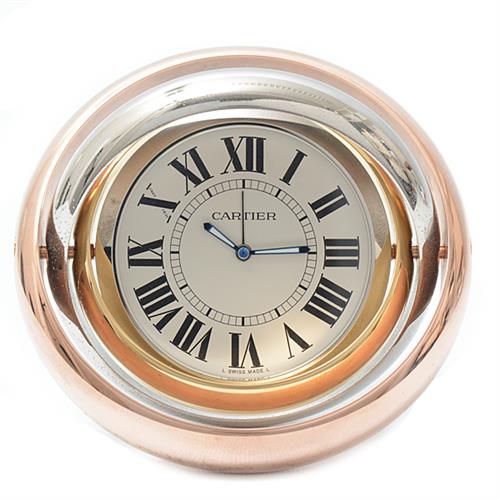 カルティエ 時計 メンズ レディース メーカーメンテ済 トリニティ 置き時計 トラベルクロック ステンレス Cartier SS×GP W0100057 中古