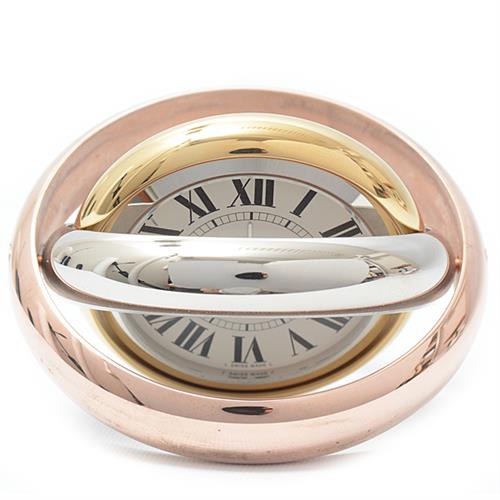 カルティエ 時計 メンズ レディース メーカーメンテ済 トリニティ 置き時計 トラベルクロック ステンレス Cartier SS×GP W0100057 中古