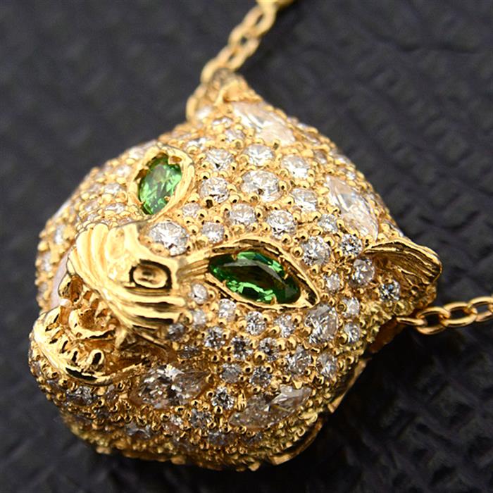 グッチ ネックレス レディース ル マルシェ デ メルヴェイユ パヴェダイヤモンド ネックレス イエローゴールド GUCCI 750YG 中古