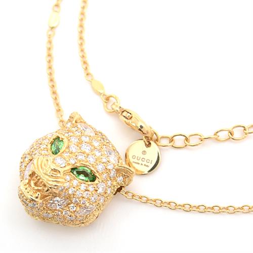 グッチ ネックレス レディース ル マルシェ デ メルヴェイユ パヴェダイヤモンド ネックレス イエローゴールド GUCCI 750YG 中古