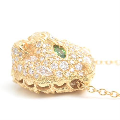 グッチ ネックレス レディース ル マルシェ デ メルヴェイユ パヴェダイヤモンド ネックレス イエローゴールド GUCCI 750YG 中古