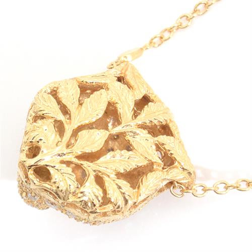 グッチ ネックレス レディース ル マルシェ デ メルヴェイユ パヴェダイヤモンド ネックレス イエローゴールド GUCCI 750YG 中古