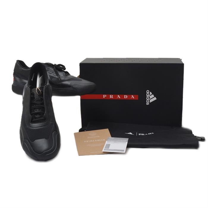 プラダ 靴 メンズ ローカットスニーカー スニーカー プラダスポーツ×アディダス 表記サイズUS9 日本サイズ27cm ローカット シューズ ナイロン×ラバー ブラック PRADA 中古