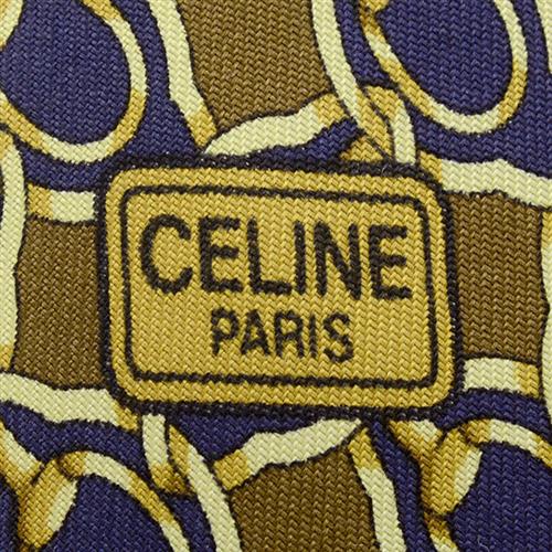 セリーヌ ネクタイ メンズ 総柄ネクタイ シルク 絹 ブラウン ベージュ マルチカラー CELINE 未使用品