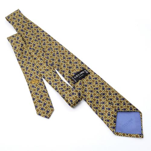 セリーヌ ネクタイ メンズ 総柄ネクタイ シルク 絹 ブラウン ベージュ マルチカラー CELINE 未使用品