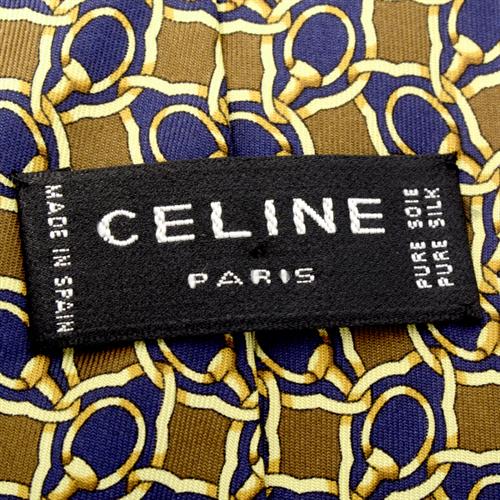 セリーヌ ネクタイ メンズ 総柄ネクタイ シルク 絹 ブラウン ベージュ マルチカラー CELINE 未使用品