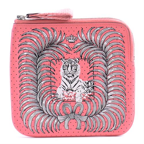 エルメス バッグ レディース カレ ポケット ポーチ Y刻印 ミニポーチ 王者の虎 ローズエテ ピンク HERMES 中古
