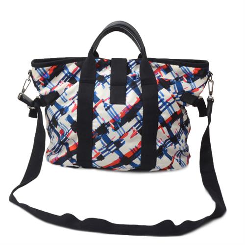 シャネル バッグ レディース メンズ ユニセックス エアライン 2WAY ハンドバッグ ショルダーバッグ ナイロン ホワイト×レッド×ブルー CHANEL 中古