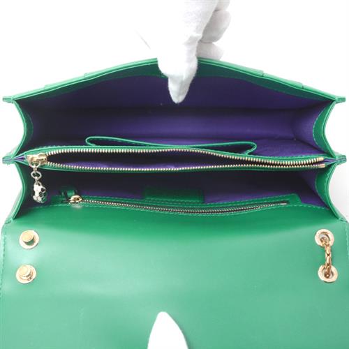 ブルガリ バッグ レディース チェーンショルダーバッグ セルペンティ レザー グリーン BVLGARI 中古