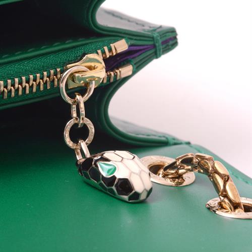 ブルガリ バッグ レディース チェーンショルダーバッグ セルペンティ レザー グリーン BVLGARI 中古