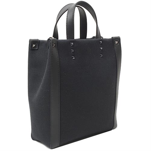 ヴァレンティノ バッグ メンズ レディース VLTNロゴ エコラボ 2WAYミニトート ショルダーバッグ キャンバス×レザー ブラック VALENTINO 2Y2B0B78PYY 中古