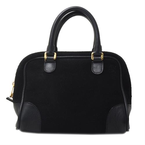 ロエベ バッグ レディース アマソナ75 スモール ショルダーバッグ ハンドバッグ 2WAY スエード×レザー ブラック LOEWE 301.61.L01 中古