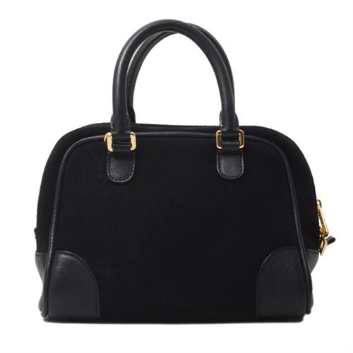 ロエベ バッグ レディース アマソナ75 スモール ショルダーバッグ ハンドバッグ 2WAY スエード×レザー ブラック LOEWE 301.61.L01 中古