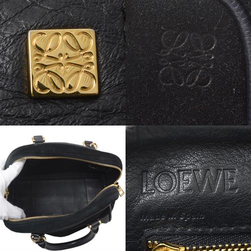 ロエベ バッグ レディース アマソナ75 スモール ショルダーバッグ ハンドバッグ 2WAY スエード×レザー ブラック LOEWE 301.61.L01 中古