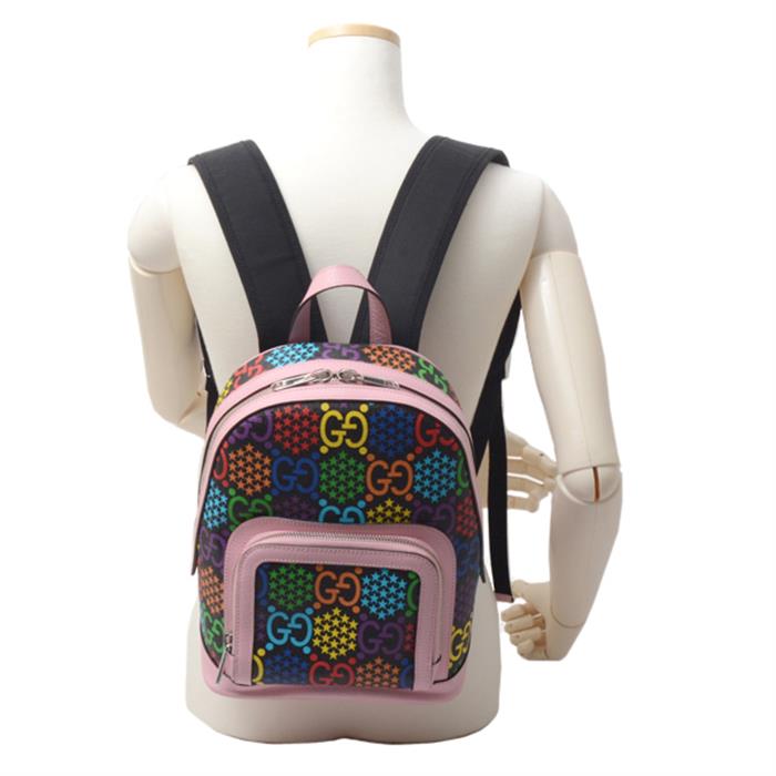 グッチ バッグ レディース GGサイケデリック スモール バッグパック リュック PVC ピンク×マルチカラー GUCCI 601296 中古